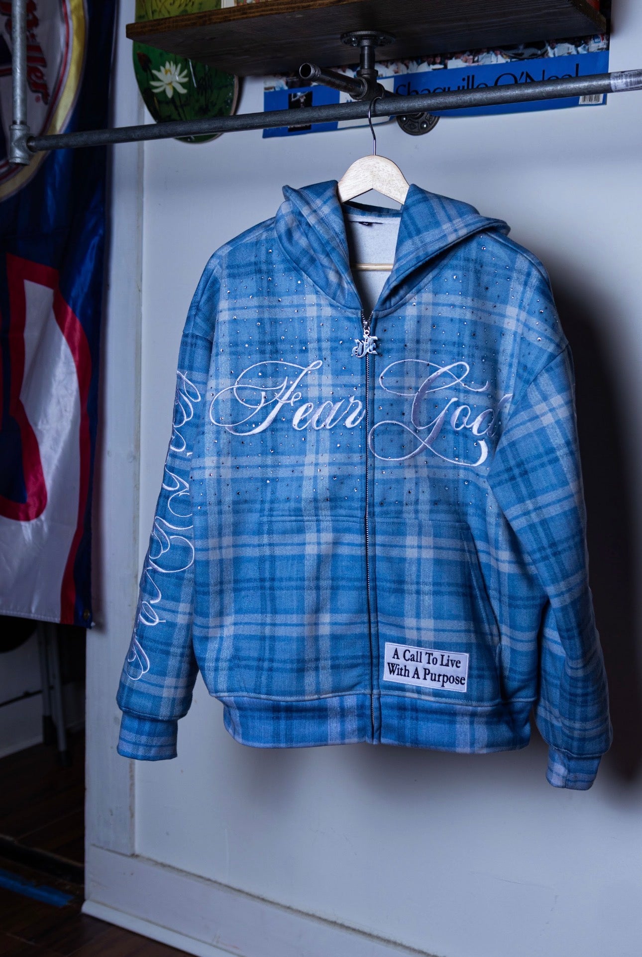 Blue "Plaid" Zip-Up Jacket