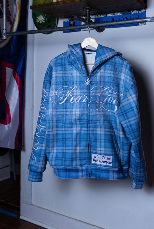 Blue "Plaid" Zip-Up Jacket